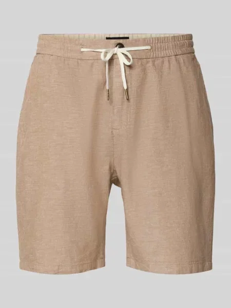 Szorty z mieszanki bawełny i lnu z elastycznym pasem Scotch & Soda brązowe