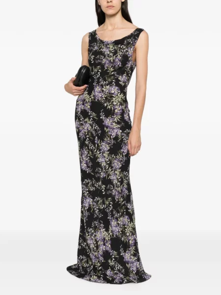 Rochie Norma Kamali cu model floral cu imagine negru