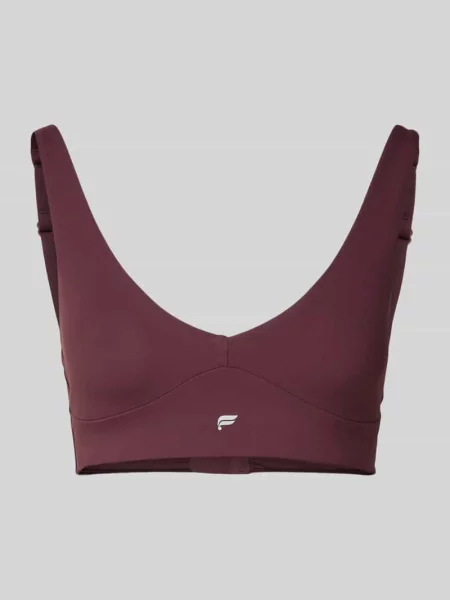 Biustonosz z logo i zapięciem na haftkę Fabletics bordowy
