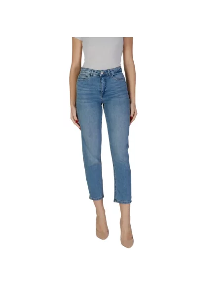 Jeansy Ichi z wysoką talią niebieskie