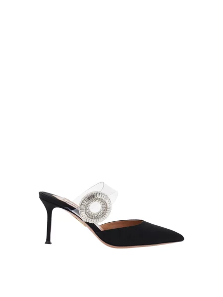 Klapki mules Aquazzura skórzane czarne