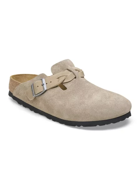 Klapki Birkenstock plecione zamszowe brązowe