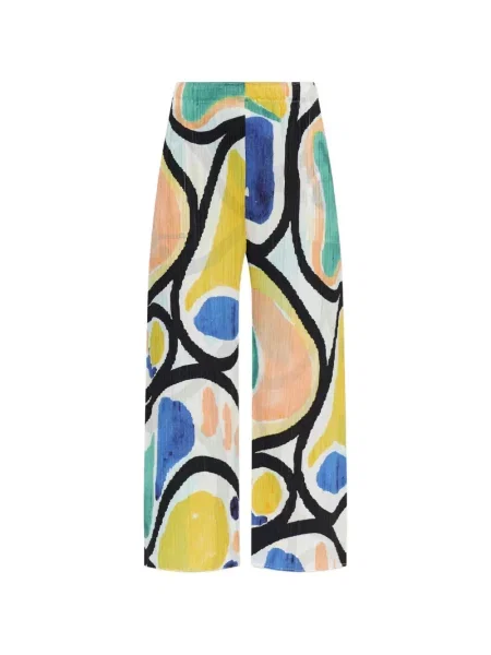 Pantaloni Pleats Please Issey Miyake cu imagine cu imprimeu abstract