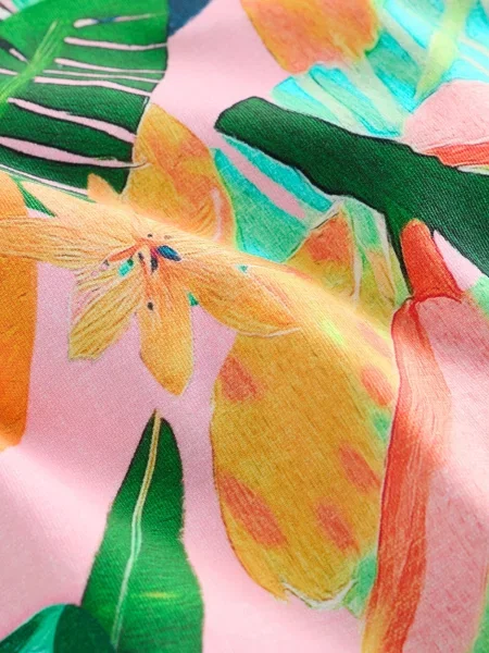 Next Slip costum de baie galben / verde / roz negru