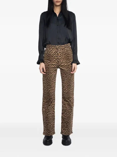 Pantaloni Zadig&voltaire cu talie înaltă cu imagine cu model leopard