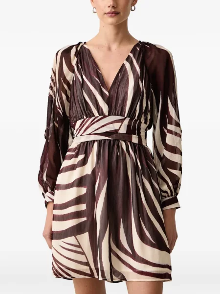 Rochie mini Morgan cu imagine cu model zebră evazată maro