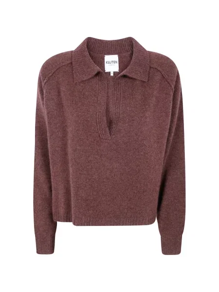 Gulerat tricou polo Kujten din cașmir maro