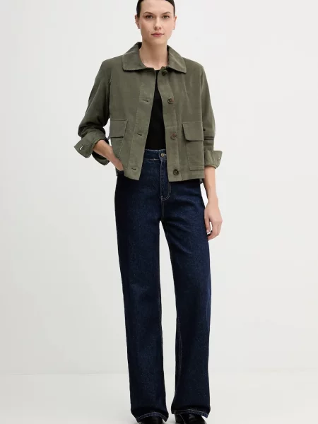 United Colors of Benetton koszula sztruksowa regular z kołnierzykiem klasycznym zielony