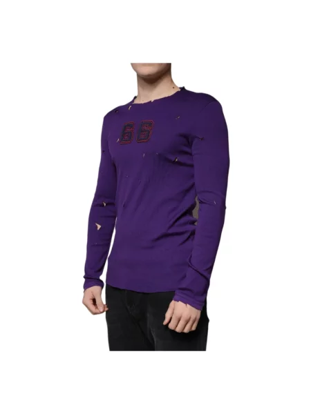 Dzianinowy sweter Dolce And Gabbana fioletowy