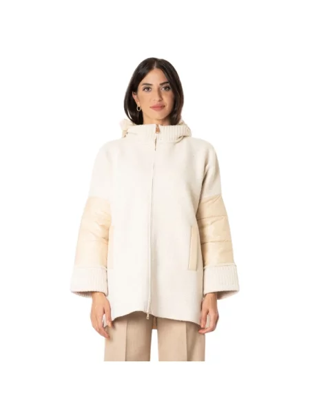 Kurtka D.exterior z kapturem z kieszeniami na zamek biała