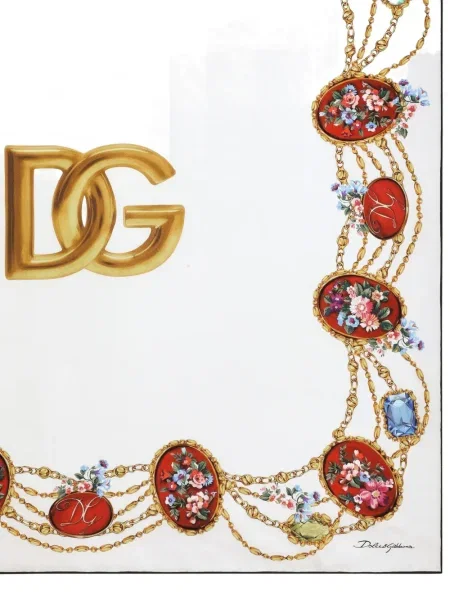 Fular Dolce & Gabbana cu model floral cu imagine alb