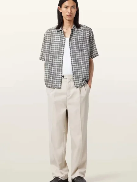 Панталон с вълна AllSaints TALLIS със стандартна кройка бежово