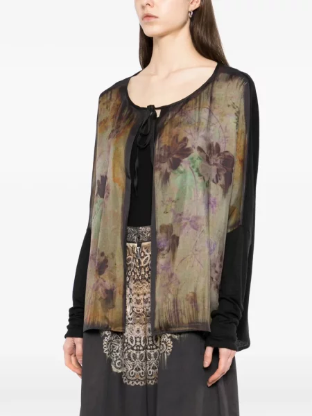 Pulover Ia London cu model floral cu imagine cu legături negru
