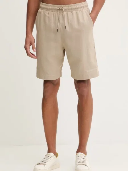 Emporio Armani Underwear Σορτς με προσθήκη λινού μπεζ