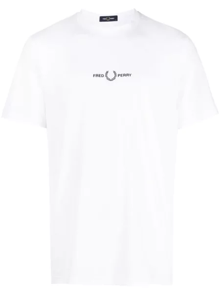 Tricou grafic Fred Perry cu imagine cu decolteu rotund alb