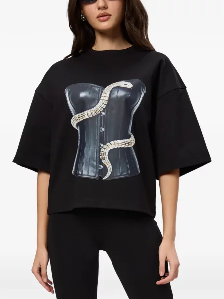 Tricou Hamza cu model piele de șarpe negru