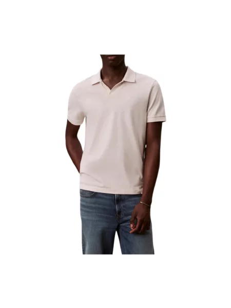 Koszulka polo z czystej bawełny o kroju regular fit Calvin Klein Jeans beżowa
