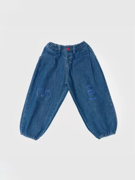 Maru + Bo Farmer EMBROIDERED BALLOON JEANS farmer kék