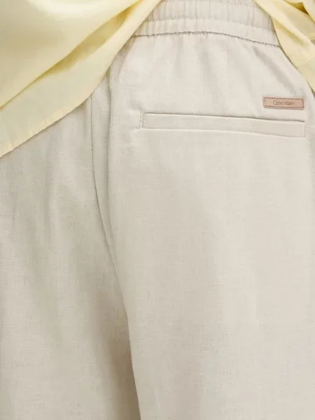 Calvin Klein egyenes nadrág férfi lenvászon bézs