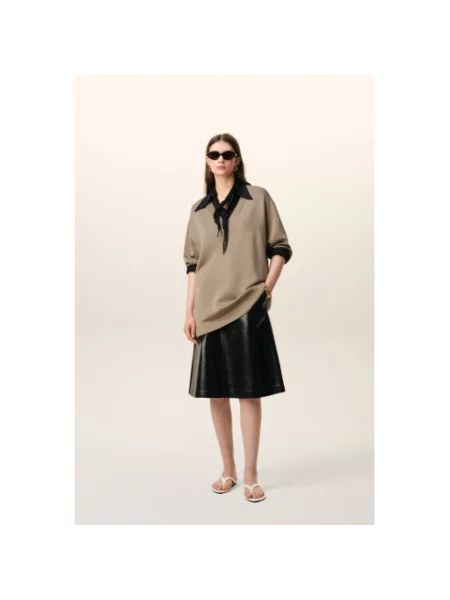 Sweter Ami Paris wełniany brązowy