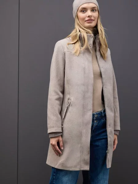 Street One Krótki płaszcz Kobiety beżowy marmurkowy 36 szary