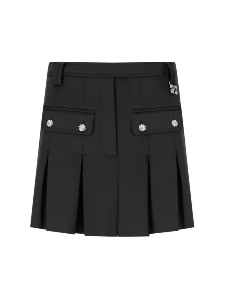 Mały spódnica plisowana Ganni neoprenowa czarna
