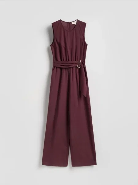 Reserved Salopetă din fibre Lyocell bordo