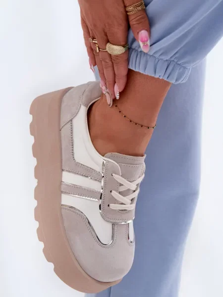 Semišové tenisky Goe na platformě šedé