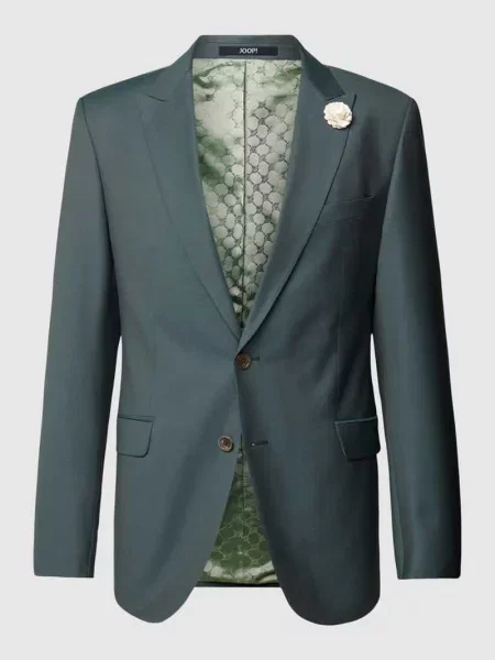 Marynarka na 2 JOOP! Collection;Czysta żywa wełna;Krój slim fit;Model ‘Hawker’;Jednolity kolor;Kieszenie z patką;Długość tyłu w rozmiarze 72 cm;Szerokość ramion w rozmiarze 5 zielona