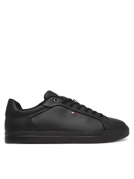 Tommy Hilfiger Bőr edzőcipő fekete