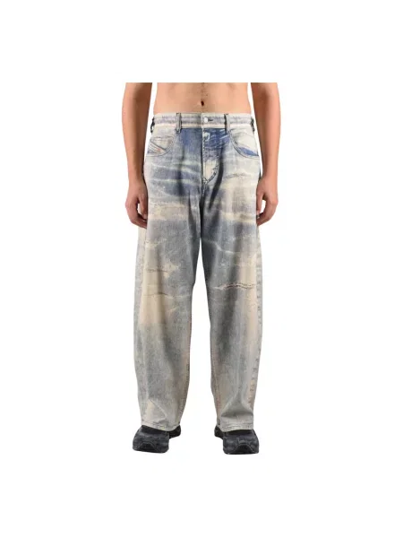 Szerokie jeansy Diesel niebieskie