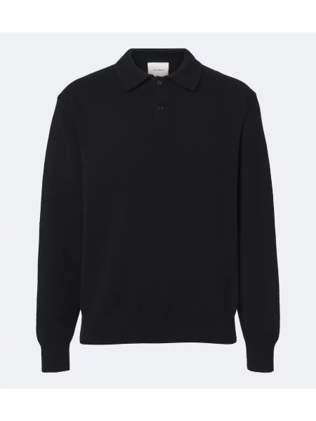 Tricou polo Lisa Yang din cașmir negru