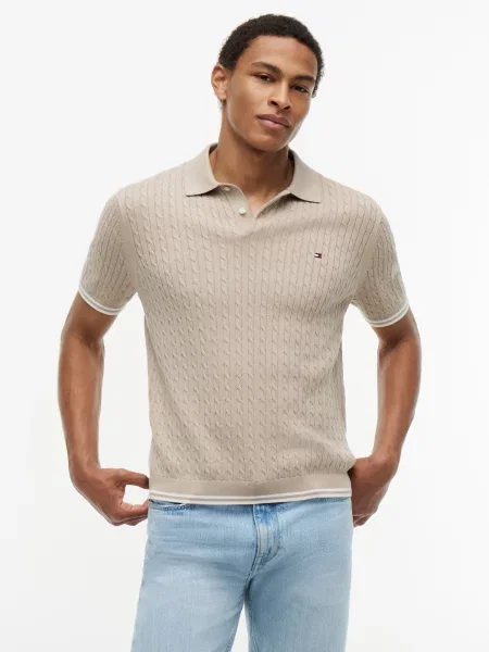 TOMMY HILFIGER Pulover alb kitt bej