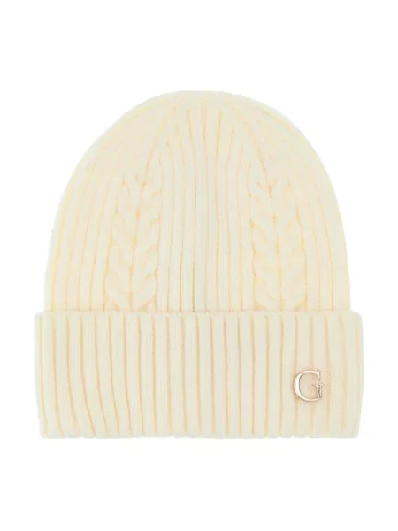 Dzianinowa czapka Guess z logo biała