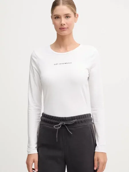 Tricou mânecă lungă Ea7 Emporio Armani alb