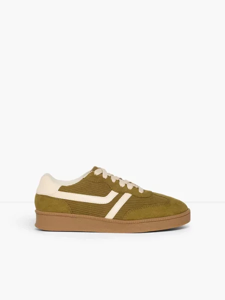 Sneakersy ze sztruksowymi detalami zielone