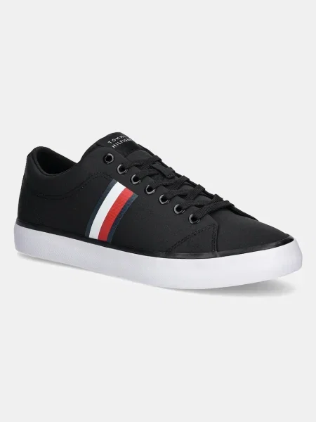 Ниски кецове Tommy Hilfiger TH HI VULC LOW CORE STRIPES MESH черно