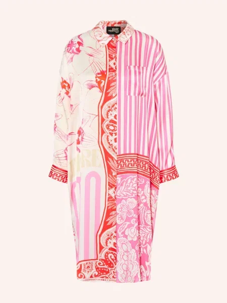 Yippie Hippie Košilové Šaty růžová / krémová červená