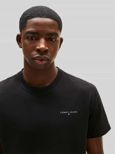 T-shirt o kroju slim fit z czystej bawełny Tommy Hilfiger czarna