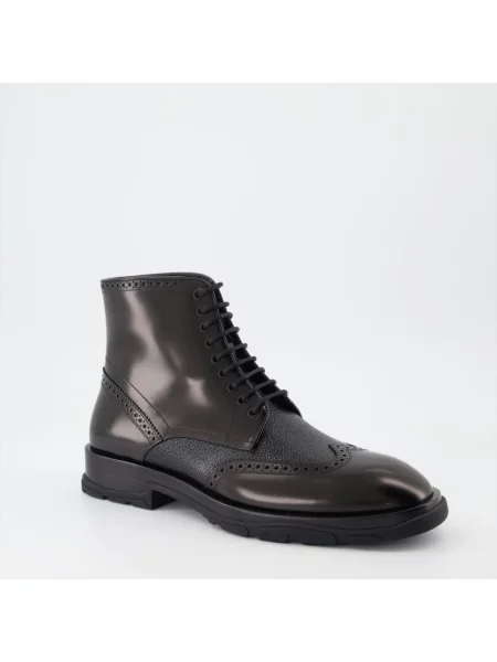 Botki Alexander Mcqueen sznurowane koronkowe czarne