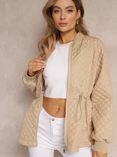 Jachetă bomber matlasată cu Libbie bej