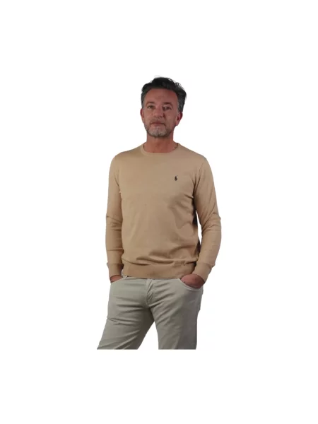 Sweter Ralph Lauren z okrągłym dekoltem beżowy