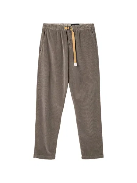 Cu centură pantaloni White Sand de catifea cord alb