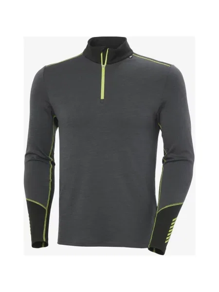 Koszulka termoaktywna damska Helly Hansen Lifa Merino Midweight Half Zip szaro limonka S czarny