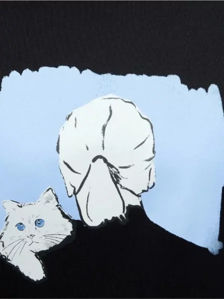 Pulover Karl Lagerfeld cu imagine negru
