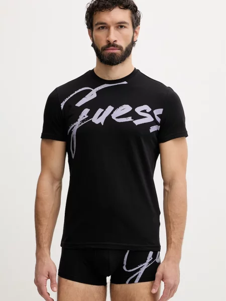 Guess piżama z bawełną czarna