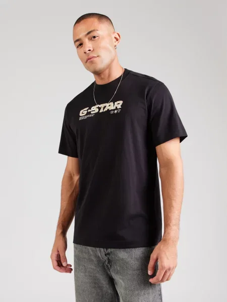 G-STAR Tričko piesková / čierna biela