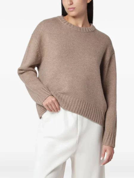 Pulover Almada Label cu decolteu rotund maro