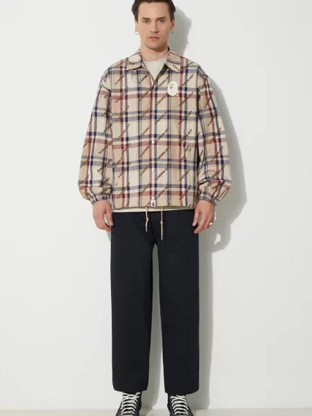 Σακάκι A Bathing Ape A Bathing Ape Logo Check Pattern Coach Jacket μπεζ