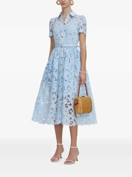Rochie midi Self-portrait de costum albastru